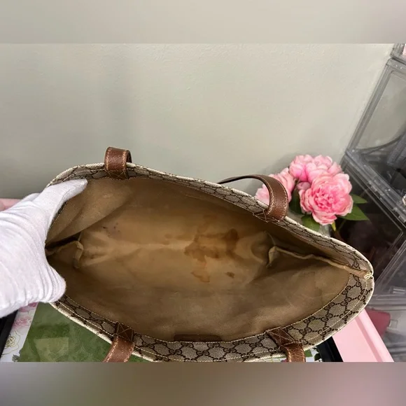 Authentic Gucci Beige and Brown Monogram Tote - Picture 7 of 8